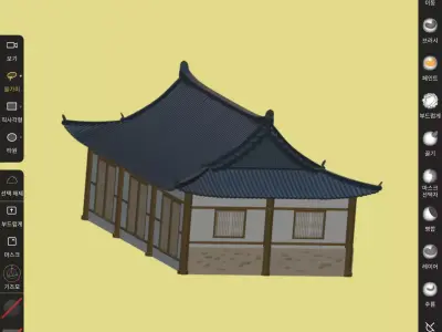 Hanok traditional chinese house Free low-poly 3D model