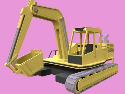 Lowpoly Excavator Low-poly 3D model