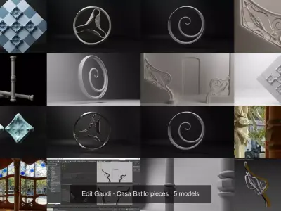 Edit Gaudi - Casa Batllo pieces 3D Model Collection