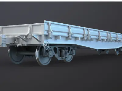 Flat Wagon High-Poly 3D model