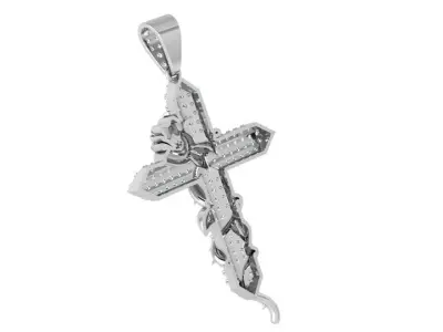 Cross With Rose Pendant 4050 3D print model