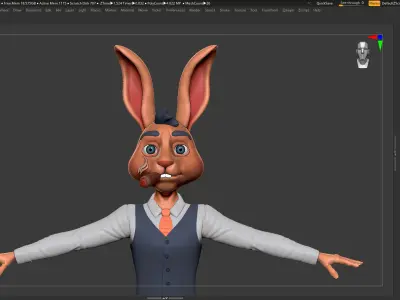 Rabbit Boss Basemesh - Character Design in ZBrush 3D model