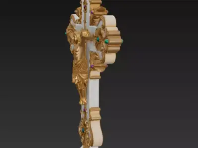 Divine Majesty Cross - Gold and Marble Ornamental Crucifix 3D 3D print model