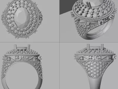 Signet Ring 3D Model  High-Detail Jewelry 3D print model