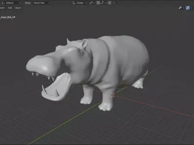 Hippopotamus Low-poly 3D model hippo Low-poly 3D model