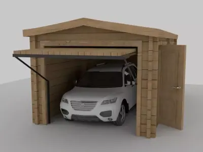 wood garage Low-poly 3D model
