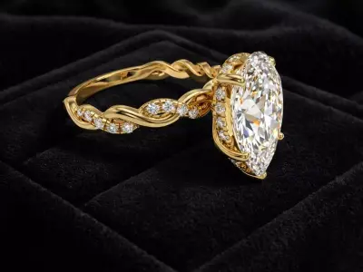 Pear Cut Diamond Twisted Infinity Ring Hidden Halo 3D print model