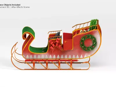 Christmas Sleigh 3D Model for Element 3D and Cinema 4D  3D model