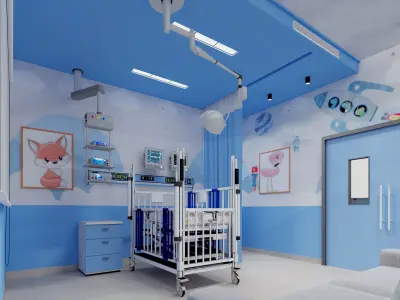 Pediatric hospital room Low-poly 3D model