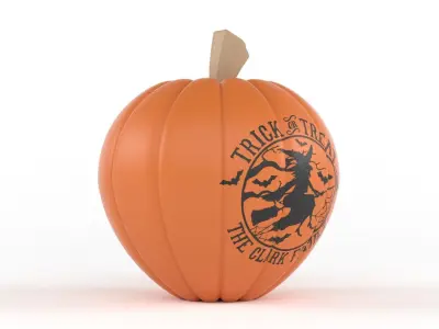 Halloween orange pumpkin with logo 3D model