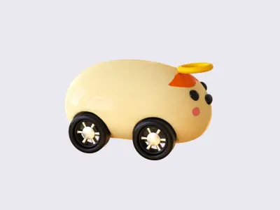 Cartoon Angel Car Cute Low-poly 3D model