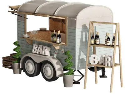 Food truck bar set 3 3D model