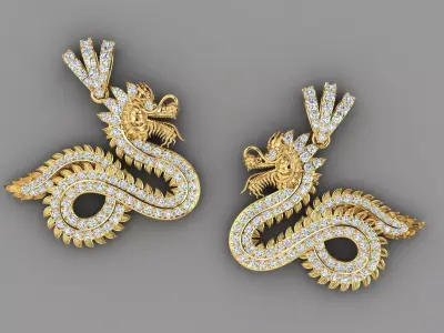  Diamonds Dragon Pendant 3D print model