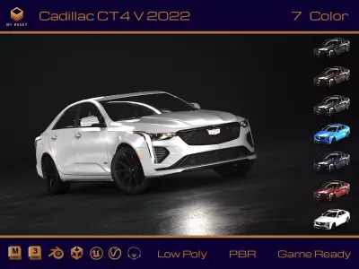 Cadillac CT4 V 2022 Low-poly 3D model