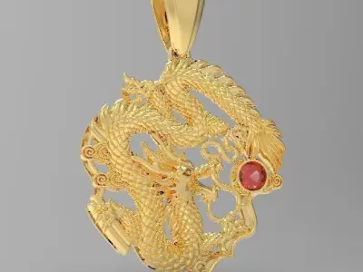 Vintage dragon pendant 3D print model