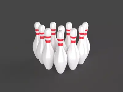 Bowling And Ball Bowling 3D Model low poly Low-poly 3D model