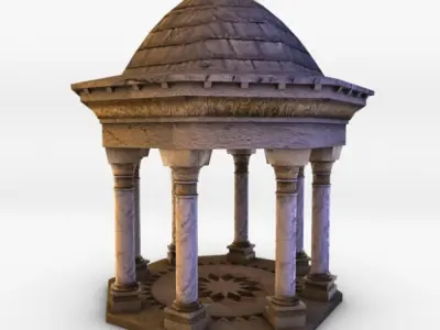 Gazebo stone with columns 3D model