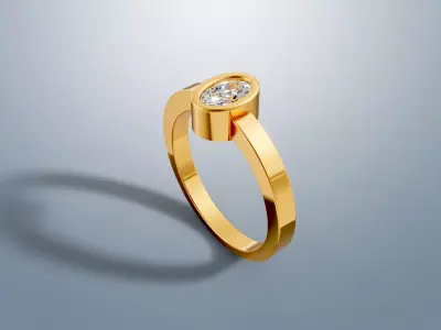 Oval Bezel Solitaire Ring 3D print model