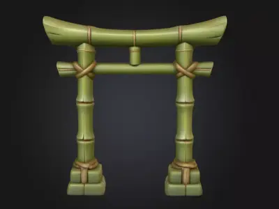 Bamboo Torii Gate Low-poly 3D model