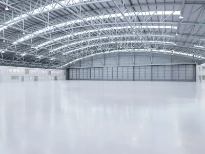 Airplane Hangar Interior 8b Low-poly 3D model