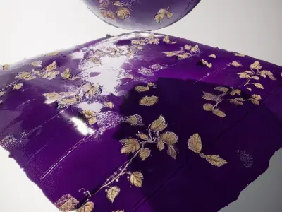 Velvet Fabric Gold Leaf Embroidered Texture