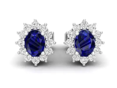 AV 678 Diamond Ladies Flower Shape Cluster Earrings 3D print model