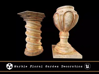 Marble Floral Garden Decoration Low-poly 3D model shop