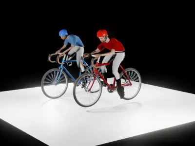 2 Cyclist Spinning and Grinding Low-poly Low-poly 3D model
