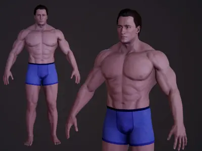 Bodybuilder v02 Low-poly 3D model