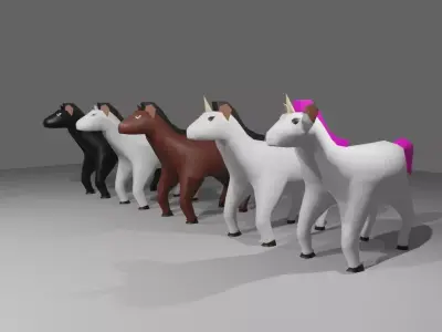 Horses and Unicorns - Cavalos e Unicornios 3D model