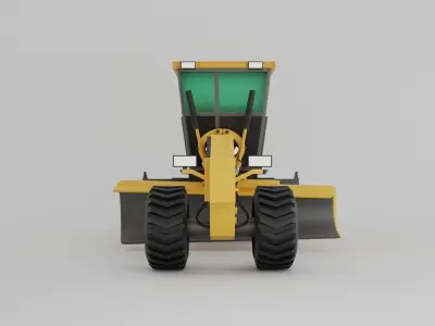 Motor grader isolated on white Low-poly 3D model
