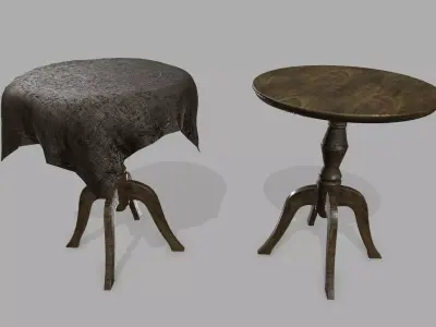 Table stool with cloth Low-poly 3D model