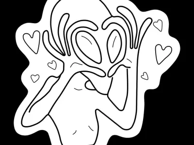 Alien In Love Neon Sign 3D model