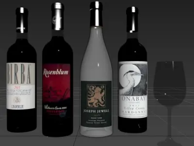 Wine bottle set 8 3D model