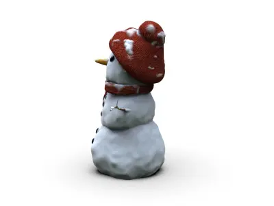 Realistic Snowman Low-poly 3D model