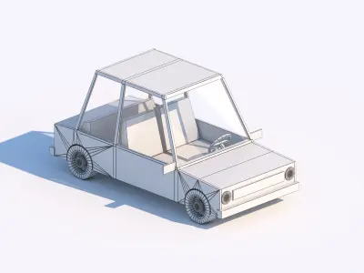Cartoon Low Poly Car Sedan Low-poly 3D model