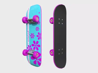 Cartoon Skate 06 Pink Girl - Character Sport Equipment Low-poly 3D model