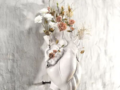 Wall Heart Vase 3D model
