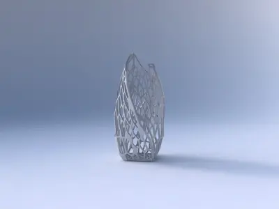 Vase twisted double arc quadratic with faceted organic lattice 3D print model