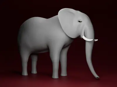 Low Poly Rigged Elephant Game Ready Low-poly 3D model