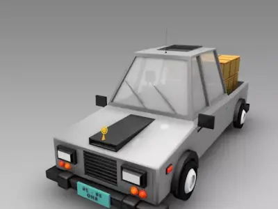 low poly car truck with boxes in back Low-poly 3D model