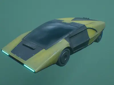 Retro Futuristic Car Low-poly 3D model by mightyalexone