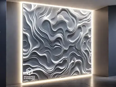 modern panel wall decor set wall relief mural CNC 113 3D model