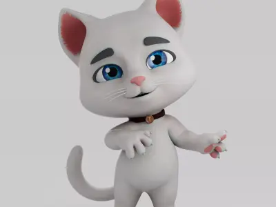 Cartoon Cat Low-poly 3D model 3