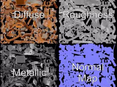 Steampunk Engine Model Pack with Intricate Detailing Low-poly 3D model V1