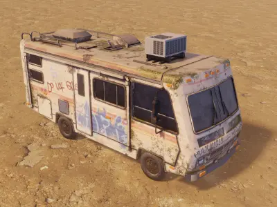 POST-APOCALYPTIC DERELICT RV Low-poly 3D model