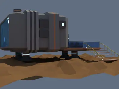 Low Poly Cartoony Sci Fi Building Low-poly 3D model