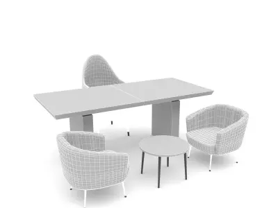 The classic office desk and chair 03 Low-poly 3D model