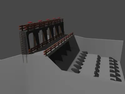 Water Dam Sluice Gate Free low-poly 3D model