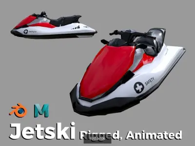 5 Color Jetski Low-poly 3D model 3D Model Pack